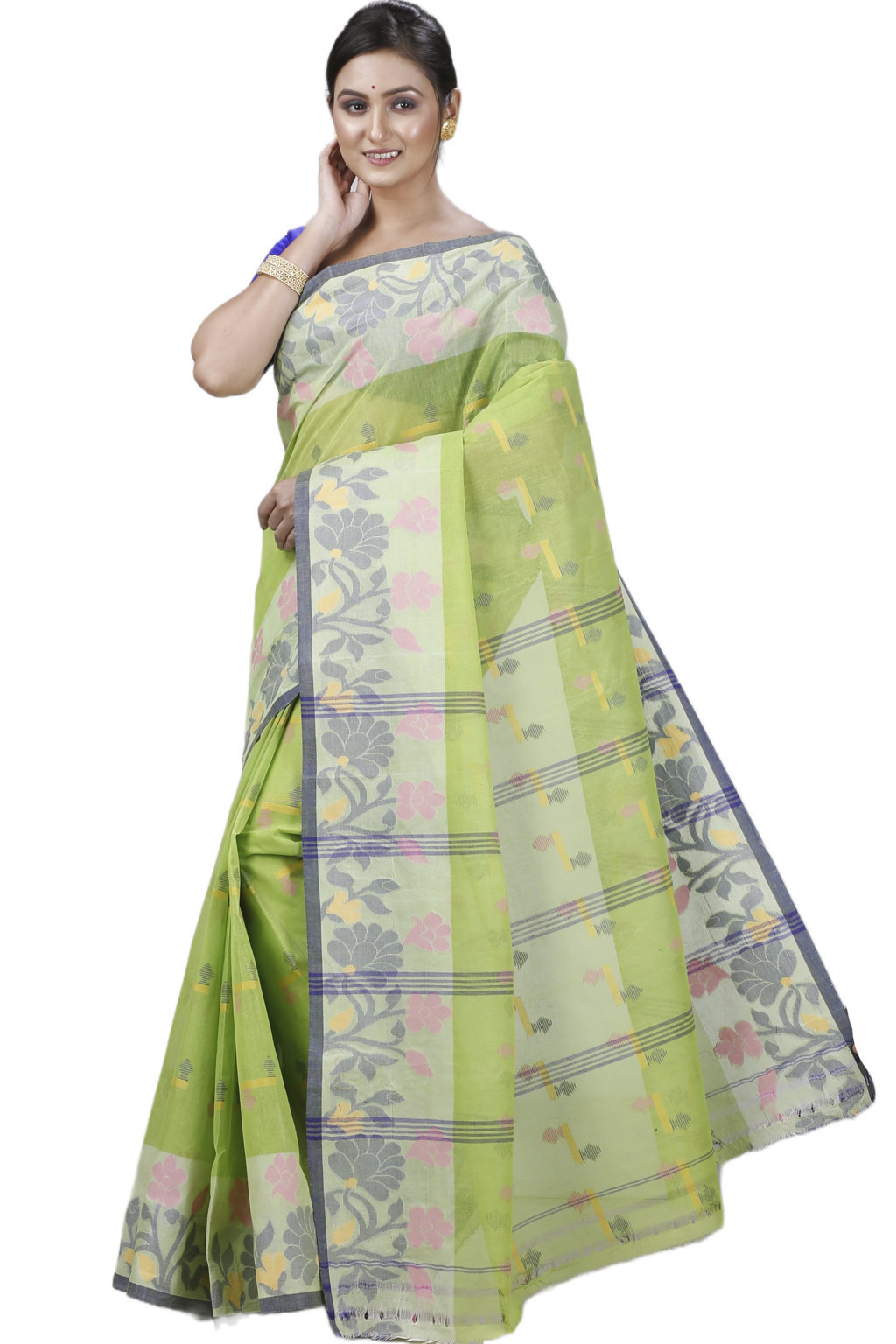 Green Pure Cotton Urva Tant Saree (1231)